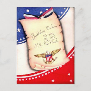 Vintage Military Air Force Birthday Postcard