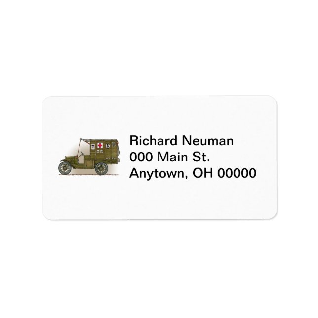 Vintage Military Ambulance Address Label (Front)