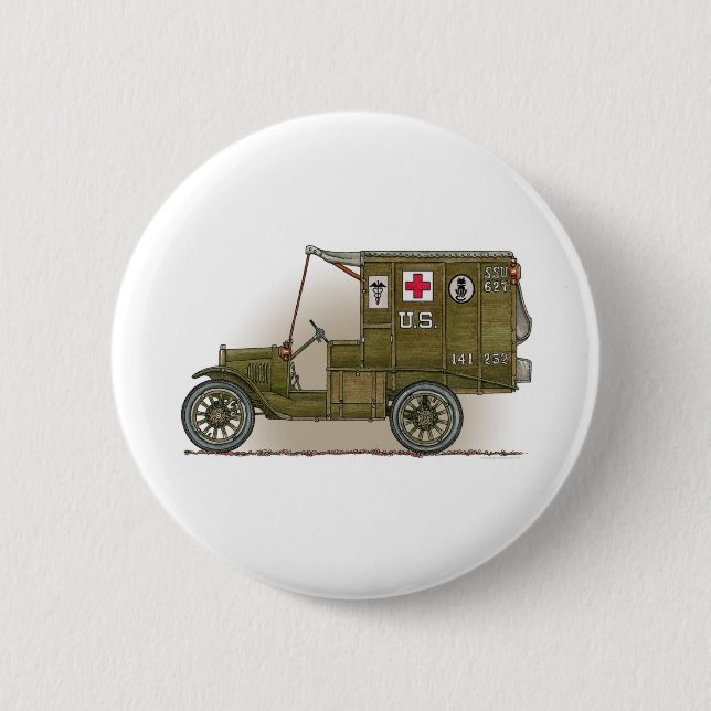 Vintage Military Ambulance Button Pin (Front)