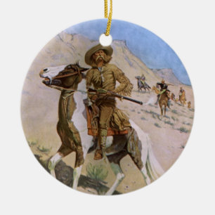 Vintage Military Cowboys, The Scout by Remington Ceramic Tree Decoration