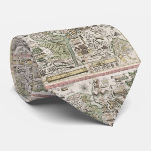 Vintage Military Defence Fortifications Diagram Tie