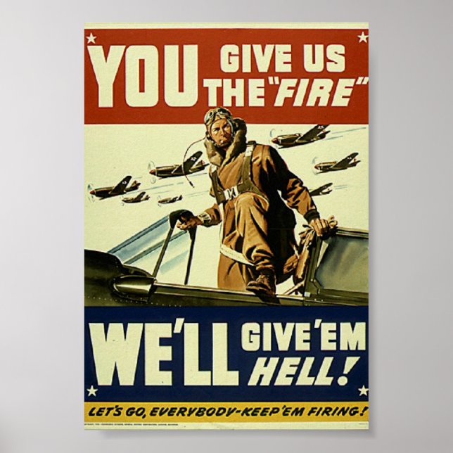 Vintage Military Give'em Hell Poster (Front)