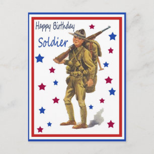 Vintage Military Happy Birthday Soldier Postcard