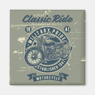 Vintage Military Motorcycle Magnet