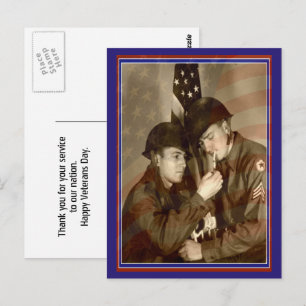 Vintage Military Photo Thank You Veterans Postcard