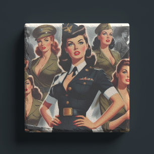 Vintage Military Pin-up Stone Coaster
