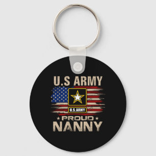 Vintage Military Proud Nanny With Aamerican Flag Key Ring