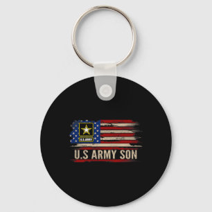 Vintage Military Son With Aamerican Flag Veteran Key Ring