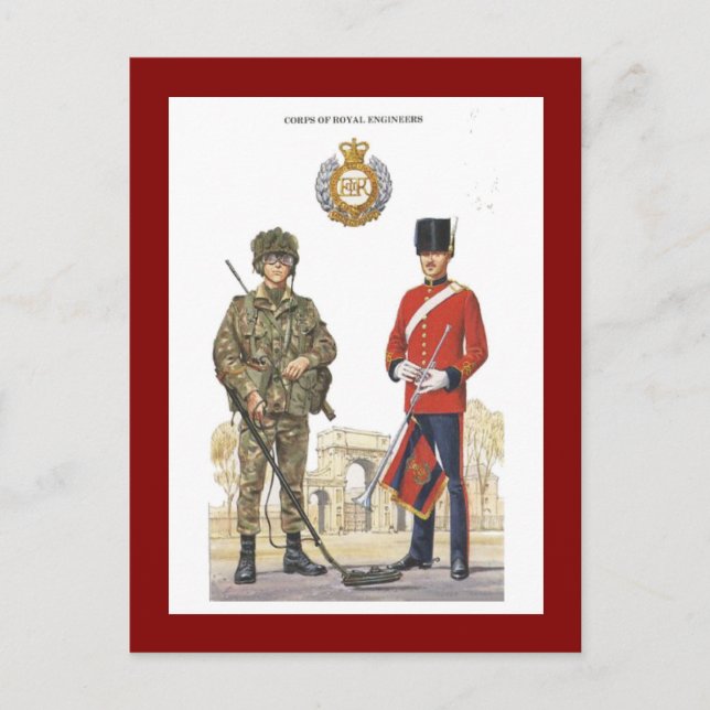 Vintage Military Uniforms, Royal Engineers Postcard (Front)
