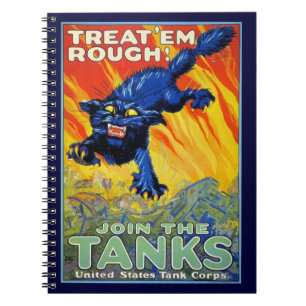 Vintage Military War Advertising with a Wild Cat Notebook