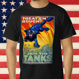Vintage Military War Advertising with a Wild Cat T-Shirt