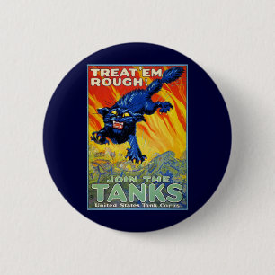 Vintage Military War Recruiting with a Wild Cat 6 Cm Round Badge