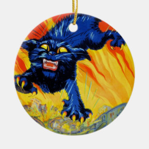 Vintage Military War Recruiting with a Wild Cat Ceramic Tree Decoration