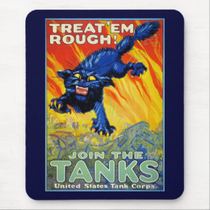 Vintage Military War Recruiting with a Wild Cat Mouse Pad