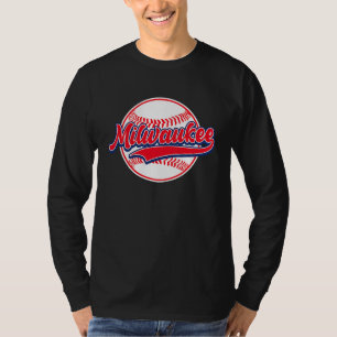 Vintage Milwaukee Cityscape Baseball For Men Wome T-Shirt