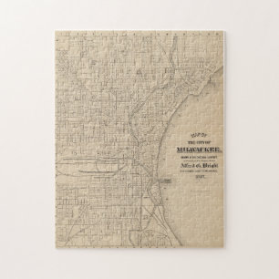 Vintage Milwaukee, Wisconsin Map Jigsaw Puzzle