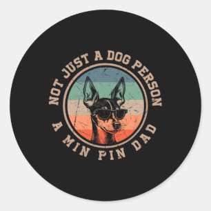 Vintage Min Pin Dad Funny Bernard Dog Dad Fathers Classic Round Sticker