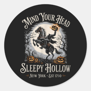 Vintage Mind Head Sleepy Hollow Headless Horseman Classic Round Sticker