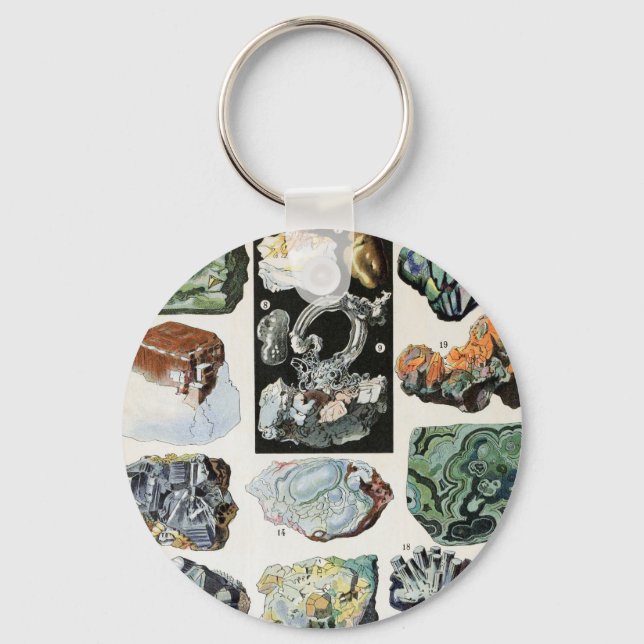 Vintage Minerals Rocks Geology Key Ring (Front)