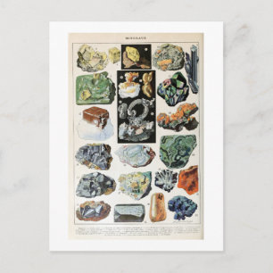 Vintage Minerals Rocks Geology Postcard