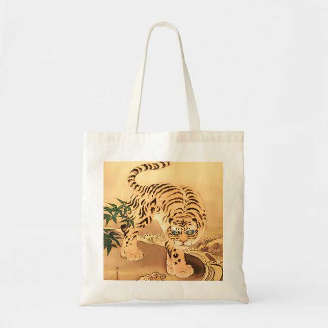 Vintage Minhwa Tiger by a Stream Tote Bag (Front)