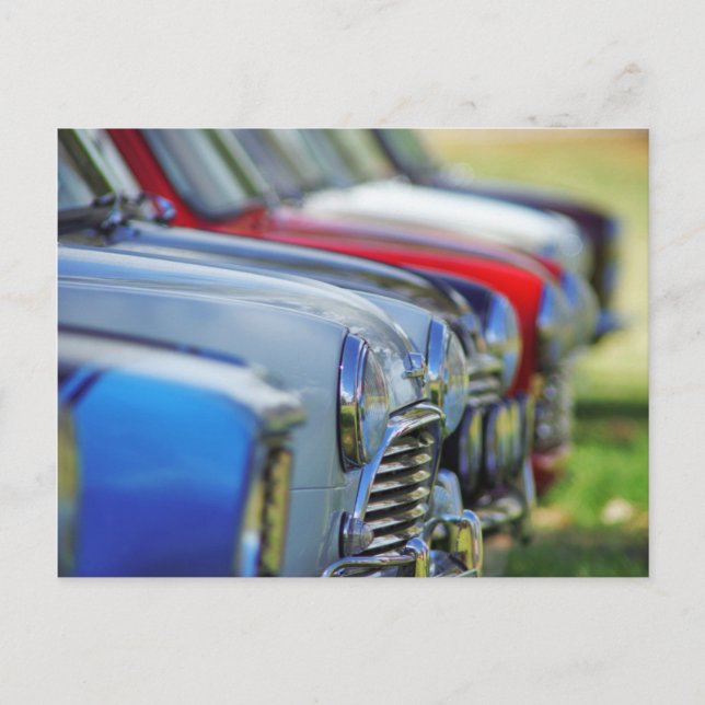 Vintage mini cooper cars automobile postcard (Front)