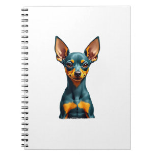 Vintage Miniature Pinscher Portrait Colorful Engra Notebook