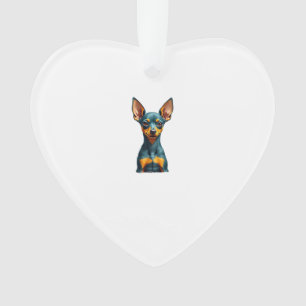 Vintage Miniature Pinscher Portrait Colourful Engr Ornament