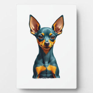 Vintage Miniature Pinscher Portrait Colourful Engr Plaque