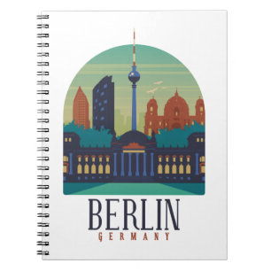 Vintage Minimal Berlin Germany Skyline Travel Notebook