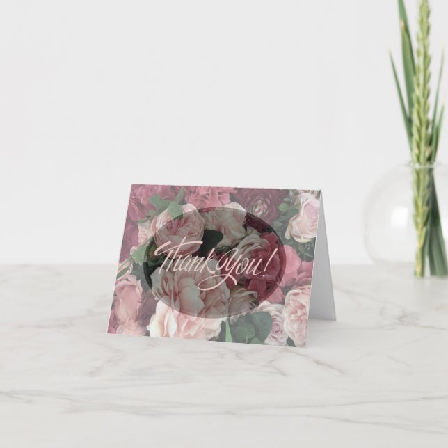 Vintage Minimal Floral Bloom Thank you card (Front)