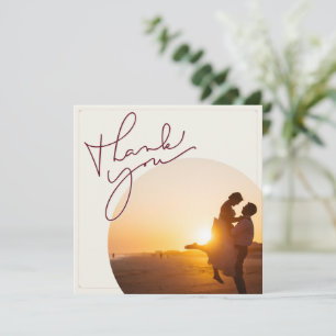Vintage Minimal Photo Ivory Wedding Thank You Card