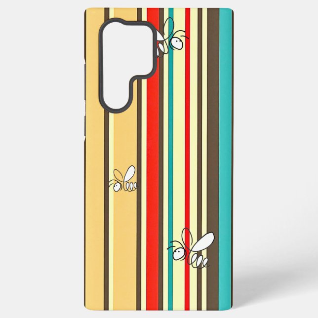 Vintage Minimalist Bee Stripes Phone Case (Back)