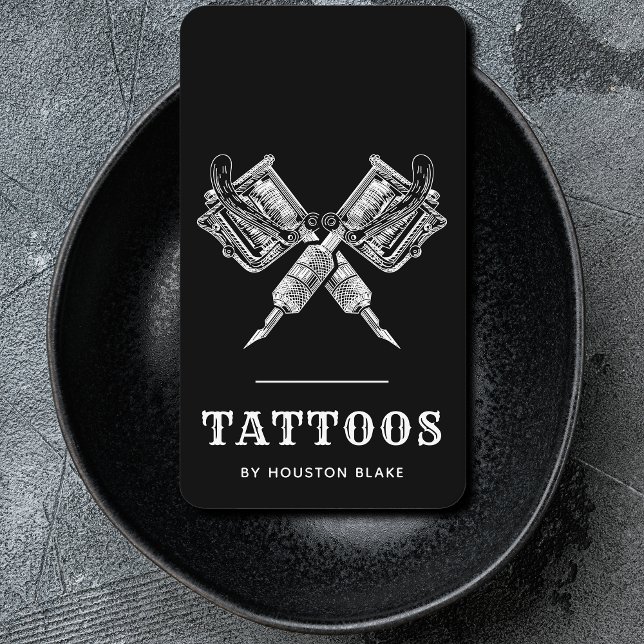 Vintage Minimalist Black And White Tattoo Artist Business Card (Creator Uploaded)
