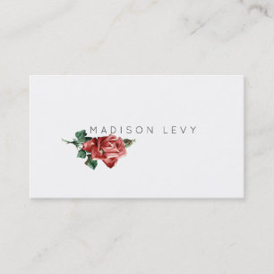 Vintage Minimalist Botanical Rose Business Cards