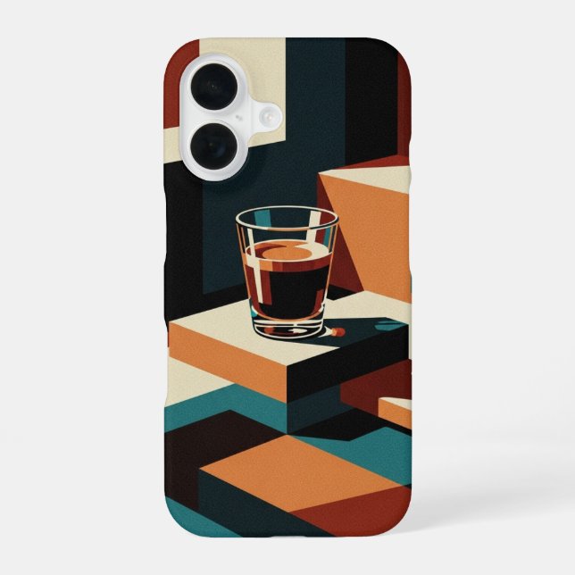 Vintage Minimalist Espresso iPhone 16 Case (Back)