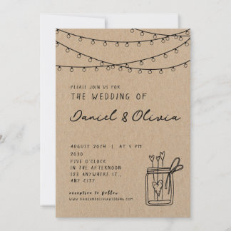 Vintage Minimalist Garland Classic BrownInvitation Invitation
