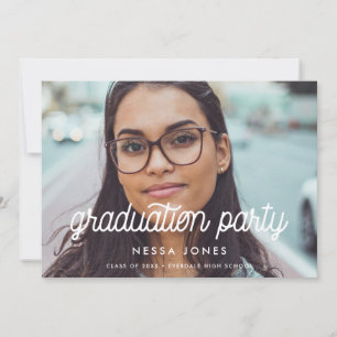 Vintage minimalist graduation party photo invite