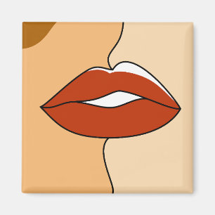 Vintage Minimalist Kissing Couple Abstract Magnet