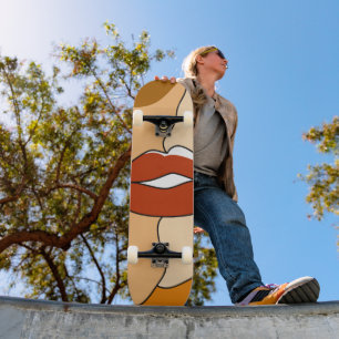 Vintage Minimalist Kissing Couple Abstract Skateboard
