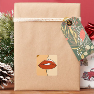 Vintage  Minimalist Kissing Couple Abstract Square Sticker