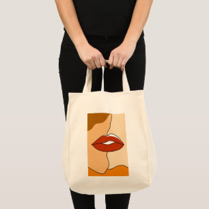 Vintage Minimalist Kissing Couple Abstract Tote Bag