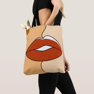 Vintage  Minimalist Kissing Couple Abstract Tote Bag