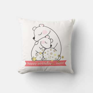 Vintage Minimalist Retro Mama Bear and Baby Hug -  Cushion