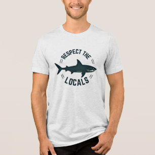 Vintage Minimalist Shark – Respect the Locals Tri-Blend Shirt