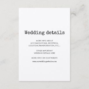 Vintage minimalist typewriter wedding details card