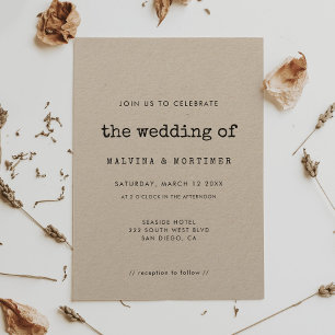 Vintage minimalist typewriter wedding invitation