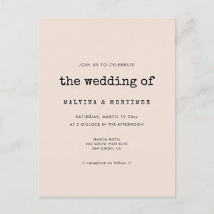 Vintage minimalist typewriter wedding invitation postcard