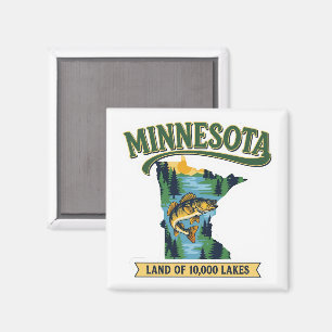 Vintage Minnesota Land of 10000 Lakes Map Magnet