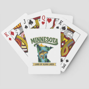 Vintage Minnesota Land of 10000 Lakes Map Playing Cards